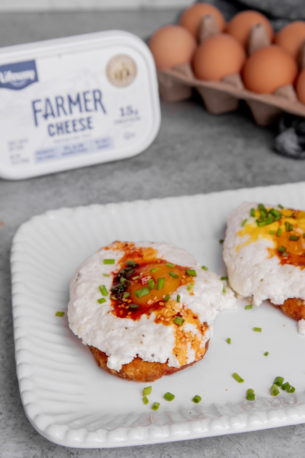 Cloud Eggs with Farmer Cheese made with Lifeway Farmer Cheese