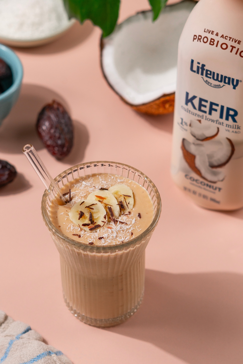 Coffee Caramel Coconut Smoothie Made with Lifeway Coconut Kefir
