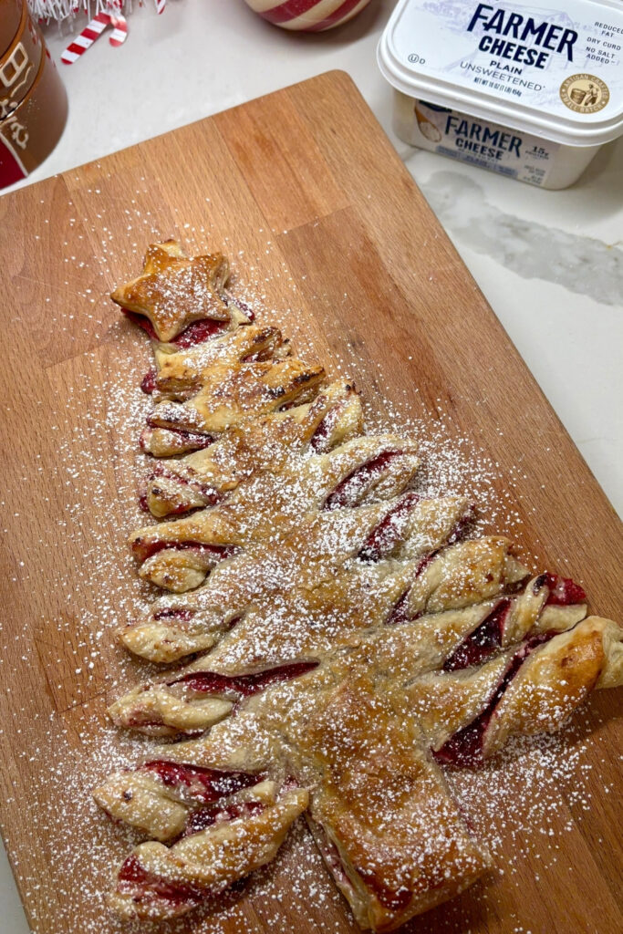 Cranberry Farmer Cheese Puff Pastry Christmas Tree made with Lifeway Farmer Cheese