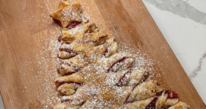 Cranberry Farmer Cheese Puff Pastry Christmas Tree made with Lifeway Farmer Cheese