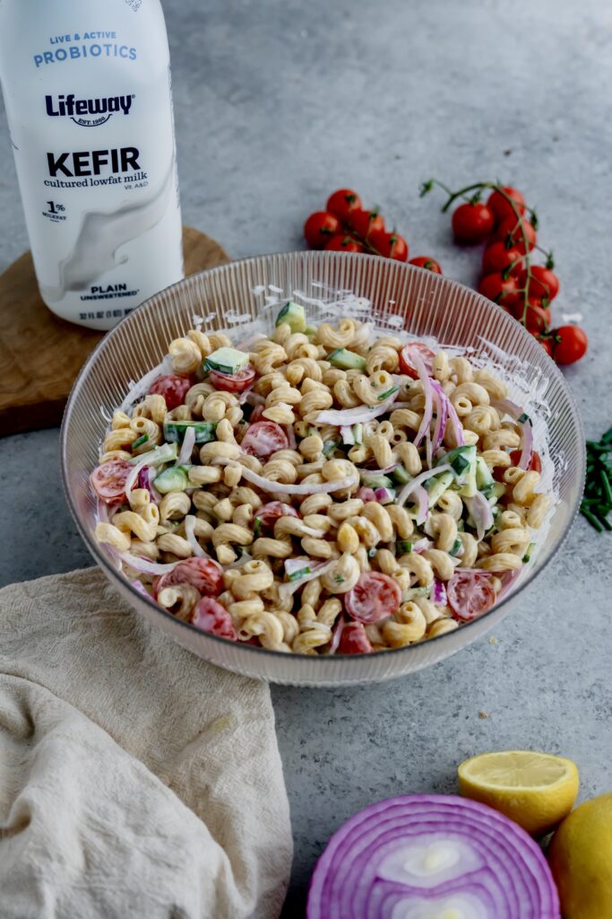 Creamy Kefir Ranch Pasta Salad made with Lifeway Kefir