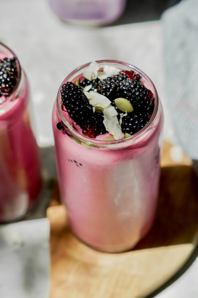 Blackberry Vanilla Protein Smoothie made with Lifeway