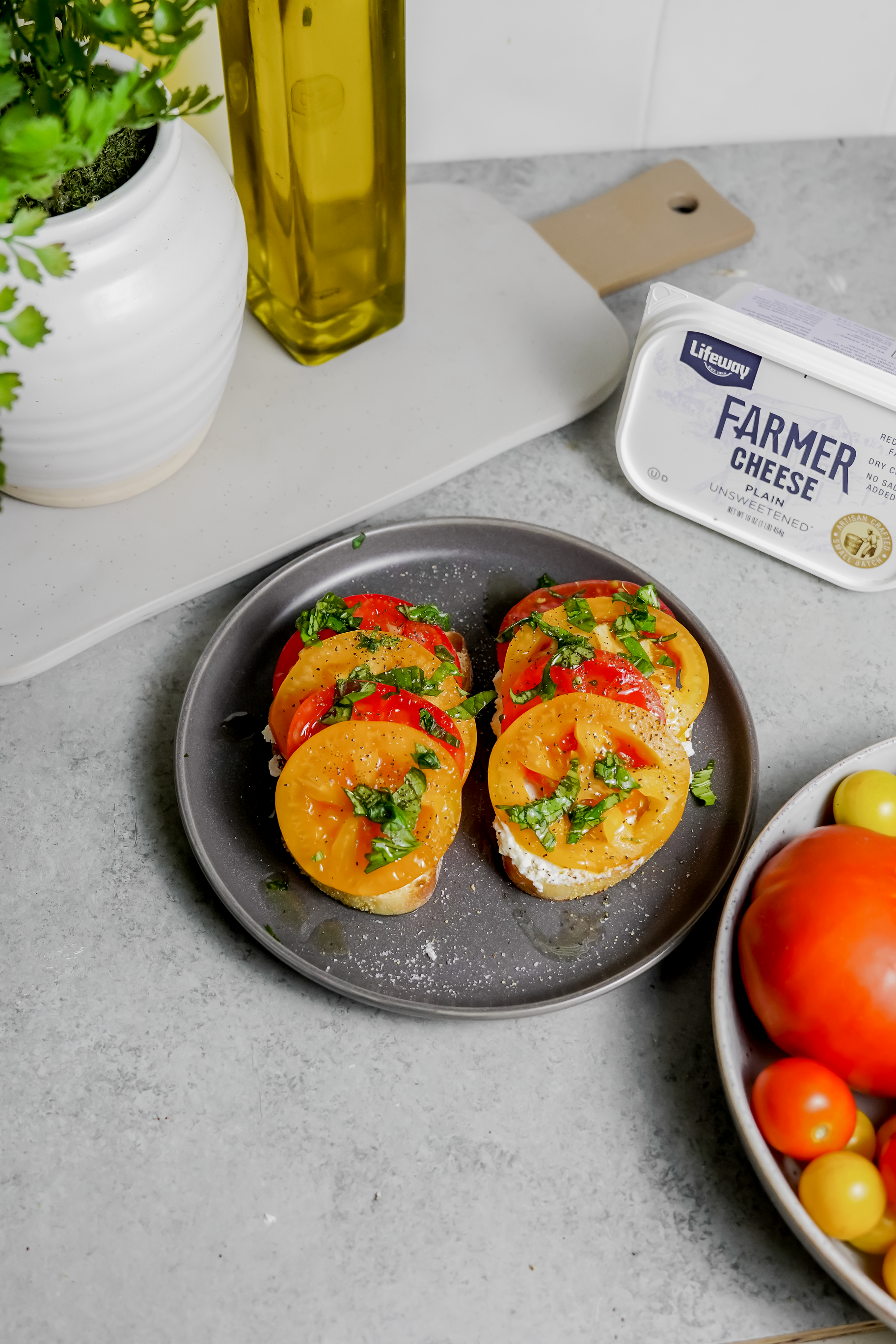 Savory Tomato Toast with Lifeway Farmer Cheese