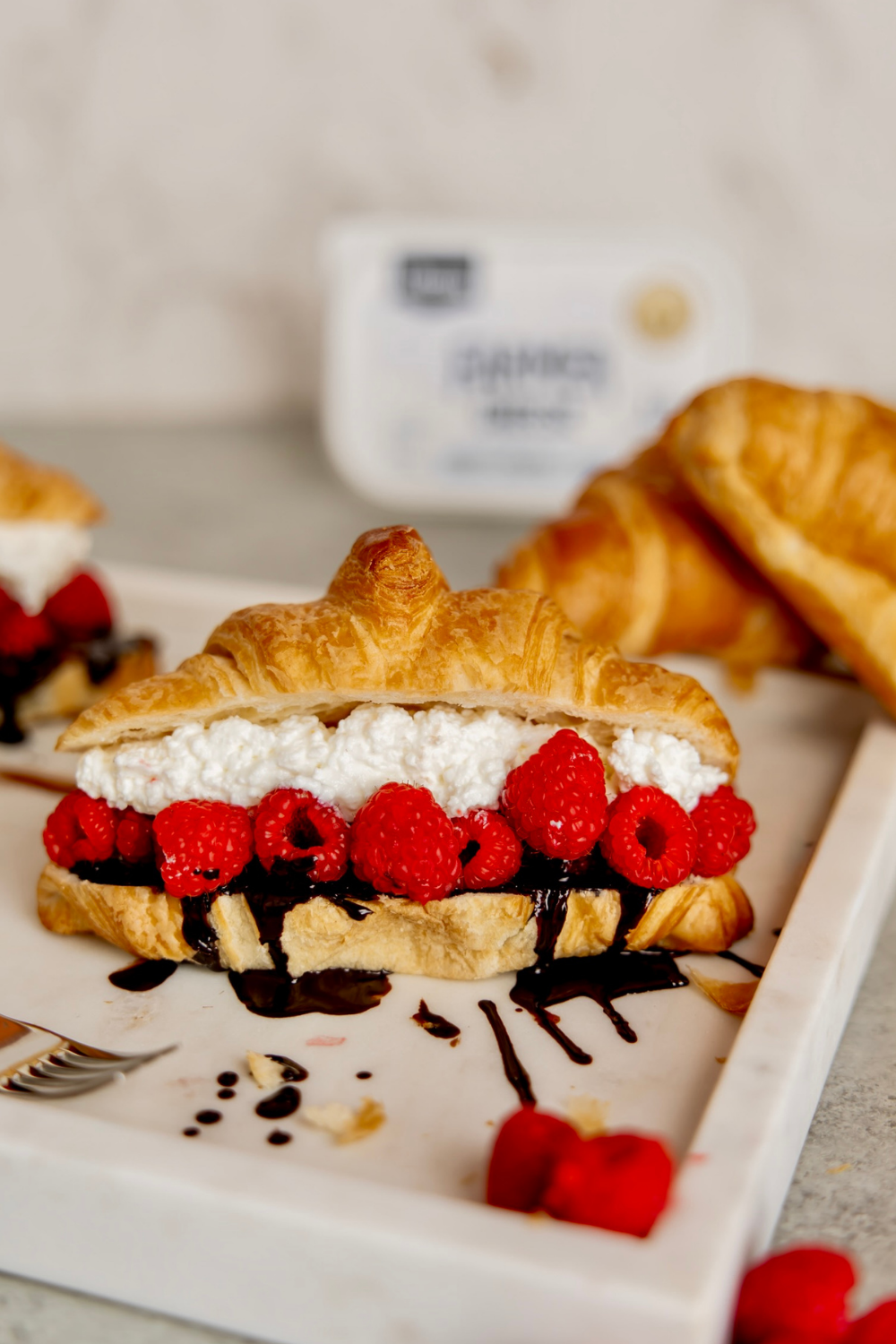 Dark Chocolate Raspberry Farmer Cheese Croissants made with Lifeway