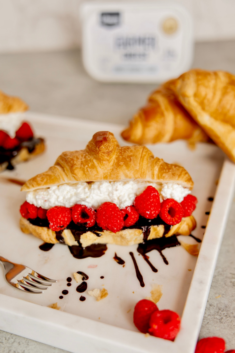 Dark Chocolate Raspberry Farmer Cheese Croissants made with Lifeway