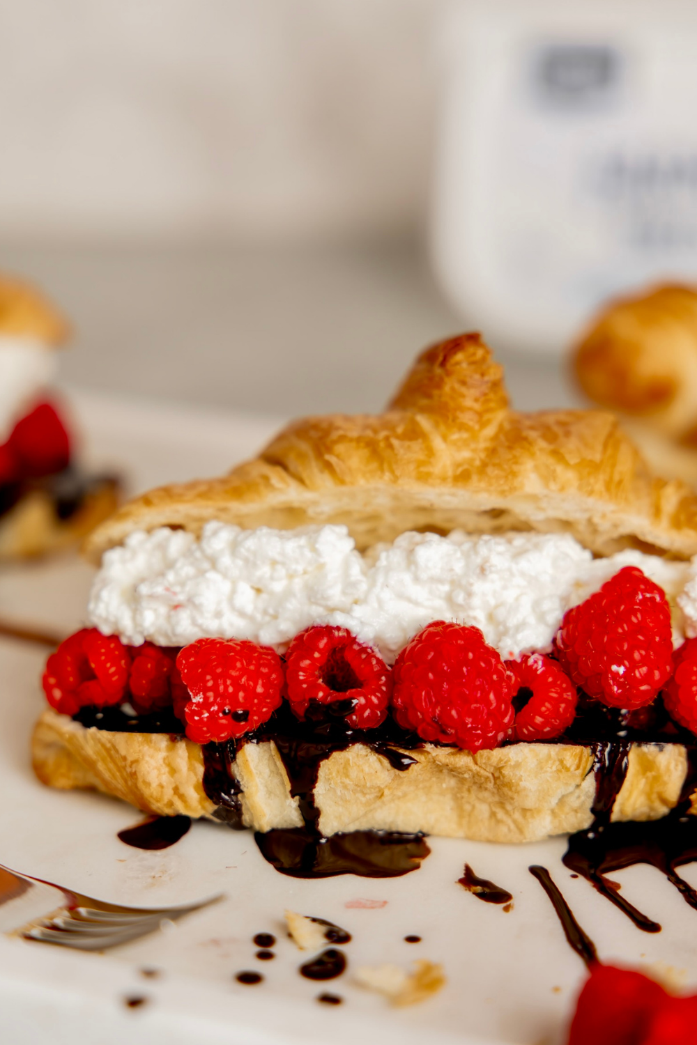 Dark Chocolate Raspberry Farmer Cheese Croissants made with Lifeway