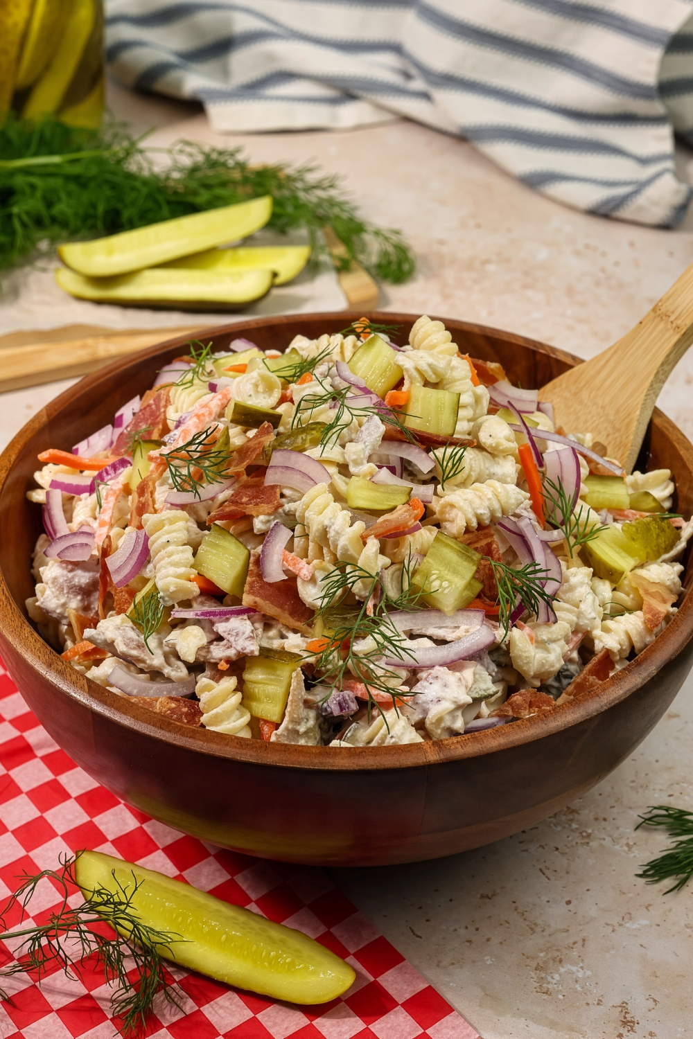 Dill Pickle Pasta Salad made with Lifeway Kefir and Farmer Cheese
