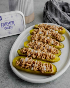 Dill Pickle Roundup with Lifeway Kefir and Farmer Cheese - Farmer Cheese Stuffed Pickles