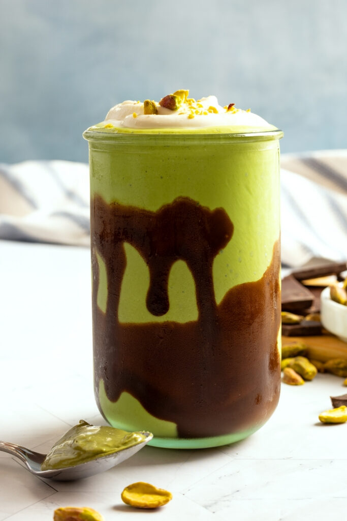 Dubai Chocolate Smoothie with Probiotic Cold Foam made with Lifeway