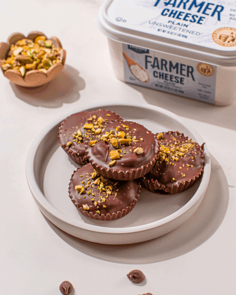 Chocolate Dubai Cups with Lifeway Farmer Cheese
