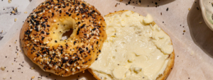 Easy Buttered Protein Bagels made with Lifeway Farmer Cheese and Lifeway Salted Kefir Butter