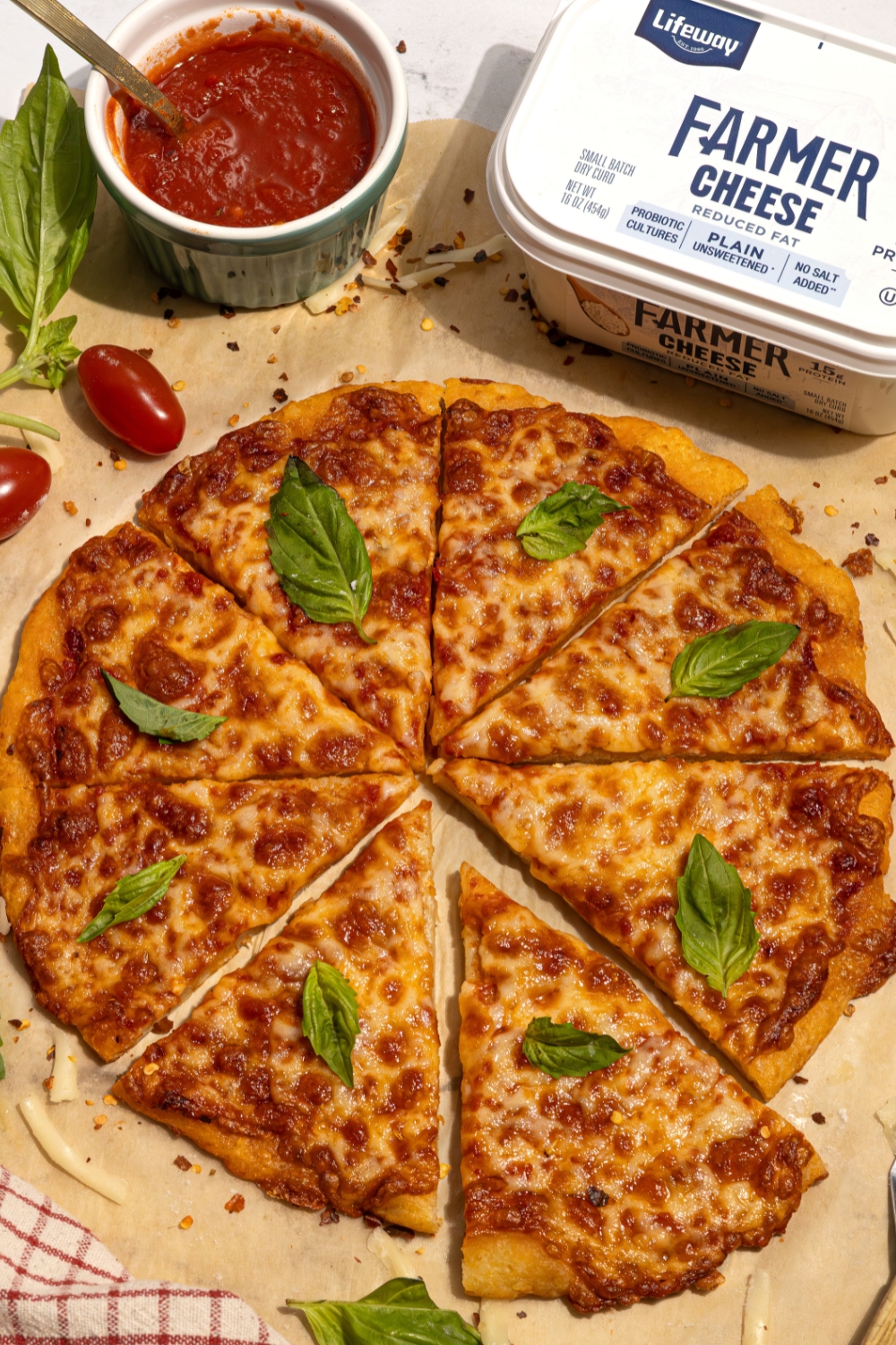 Easy Farmer Cheese Crust Pizza made with Lifeway Farmer Cheese