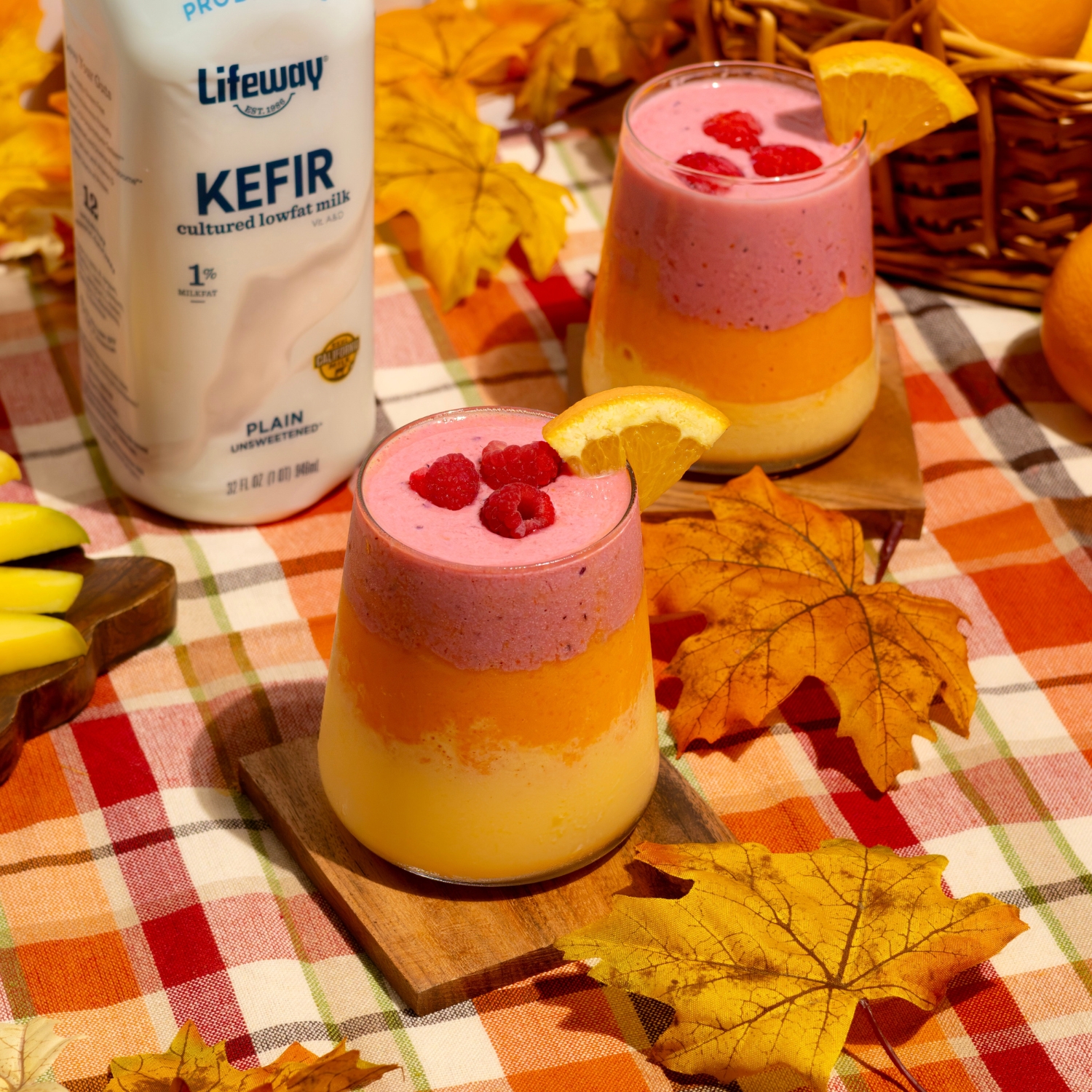 Fall Harvest Layered Smoothie Made with Lifeway Kefir