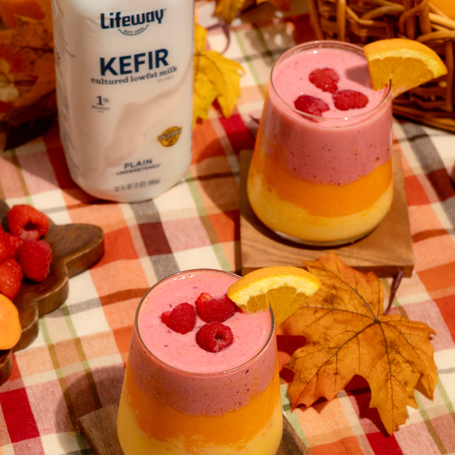 Fall Harvest Layered Smoothie Made with Lifeway Kefir