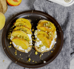 Farmer Cheese Peach Pistachio Toast