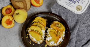 Farmer Cheese Peach Pistachio Toast