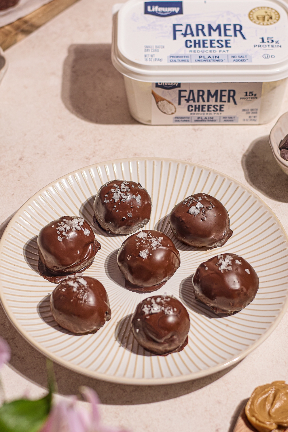 Farmer Cheese Peanut Butter Protein Balls Made with Lifeway Farmer Cheese