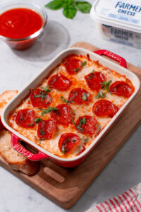 Farmer Cheese Pizza Dip made with Lifeway Farmer Cheese