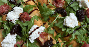 Farmer Cheese Prosciutto Flatbread made with Lifeway Farmer Cheese