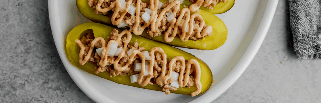 Farmer Cheese Savory Stuffed Pickles made with Lifeway