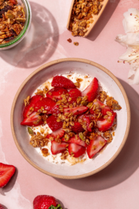 Farmer Cheese Strawberry Shortcake Bowl made with Lifeway