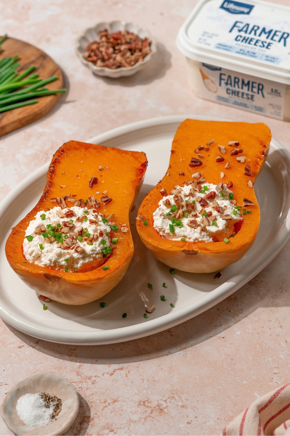 Farmer Cheese Stuffed Butternut Squash Made with Lifeway Farmer Cheese and Lifeway Kefir Butter