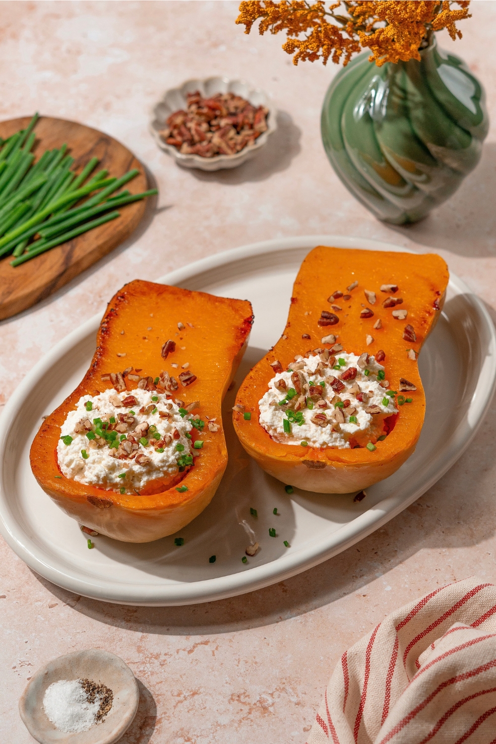 Farmer Cheese Stuffed Butternut Squash Made with Lifeway Farmer Cheese and Lifeway Kefir Butter
