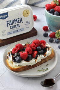 Farmer Cheese Toast with Berries and Balsamic Glaze - made with Lifeway Farmer Cheese