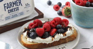 Farmer Cheese Toast with Berries and Balsamic Glaze - made with Lifeway Farmer Cheese