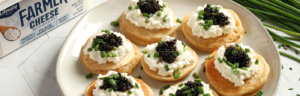Farmer Cheese and Caviar Blini made with Lifeway Kefir and Farmer Cheese