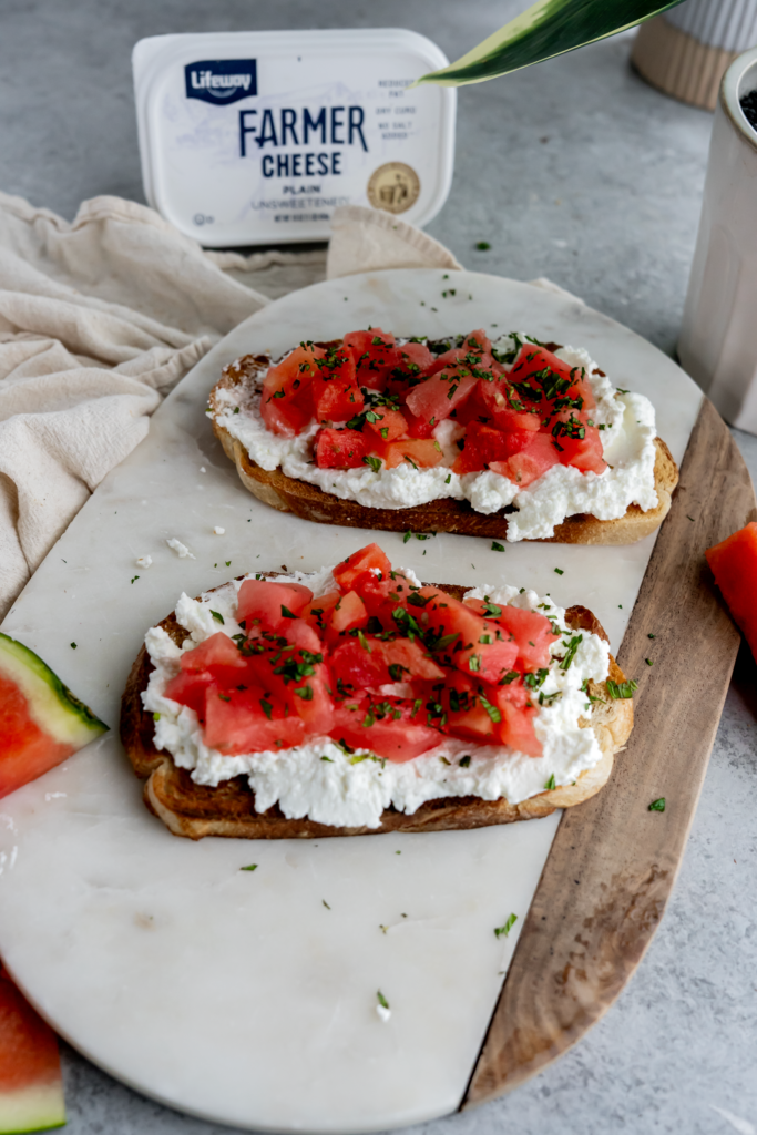 Farmer Cheese and Watermelon Mint Toast
