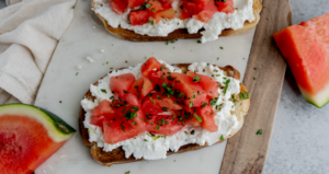 Farmer Cheese and Watermelon Mint Toast