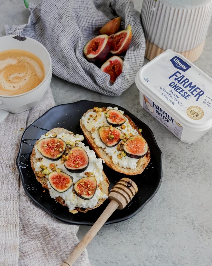 Fig and Pistachio Farmer Cheese Toast made with Lifeway