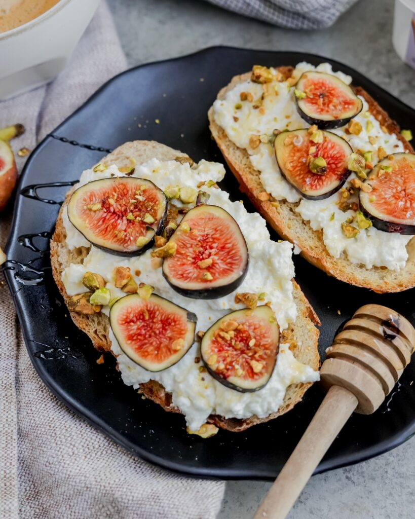 Fig and Pistachio Farmer Cheese Toast made with Lifeway