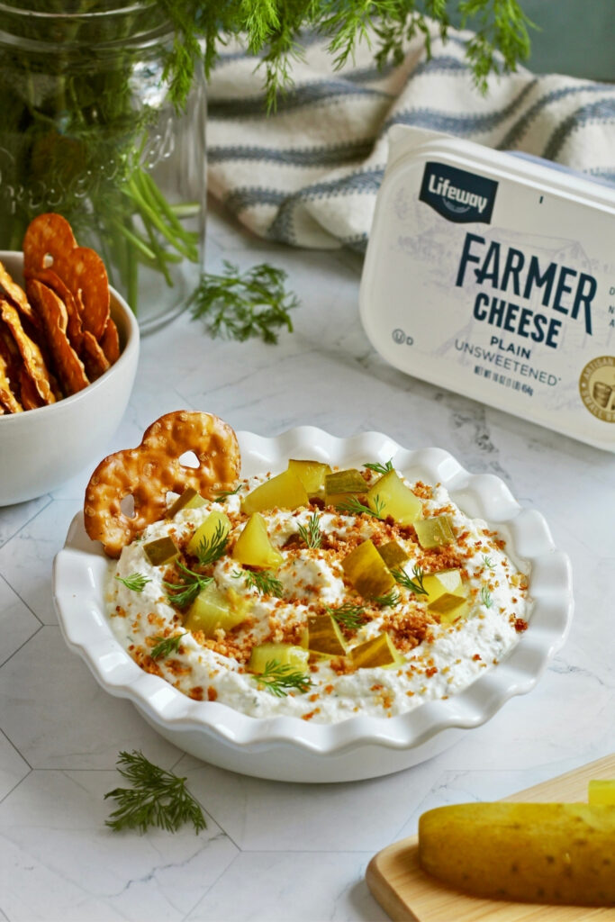 Fried Pickle Dip made with Lifeway Farmer Cheese