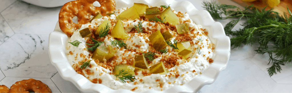 Fried Pickle Dip made with Lifeway Farmer Cheese