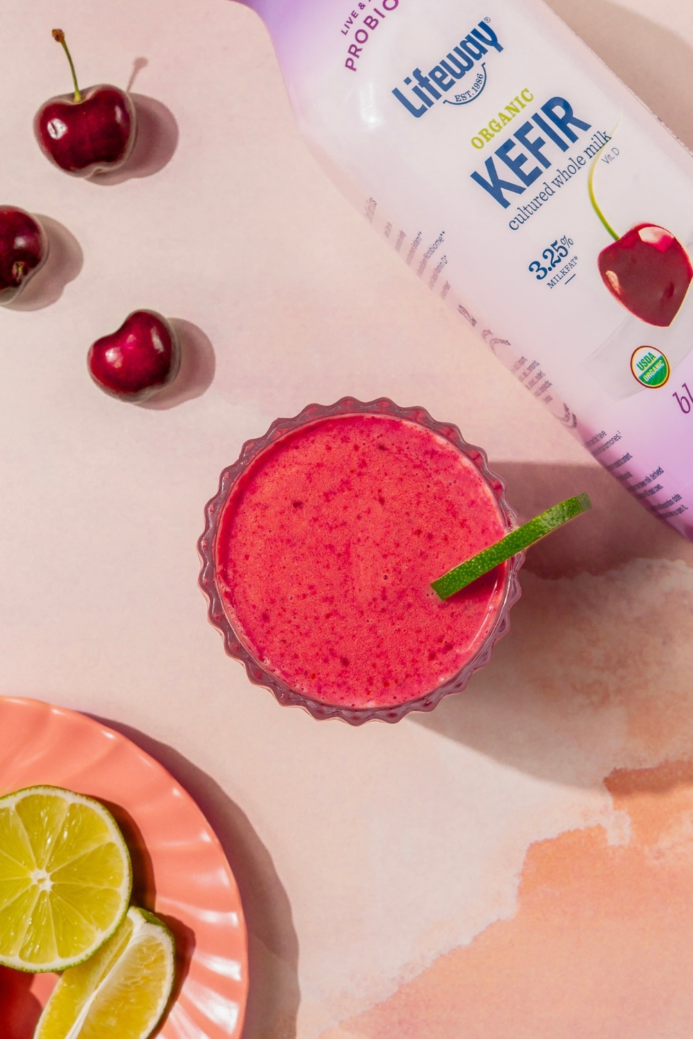 Frozen Cherry Limeade Smoothie made with Lifeway