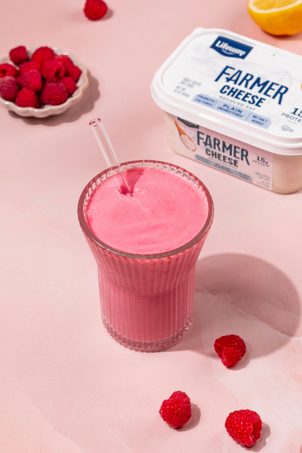 Frozen Raspberry Lemonade made with Lifeway Kefir and Farmer Cheese