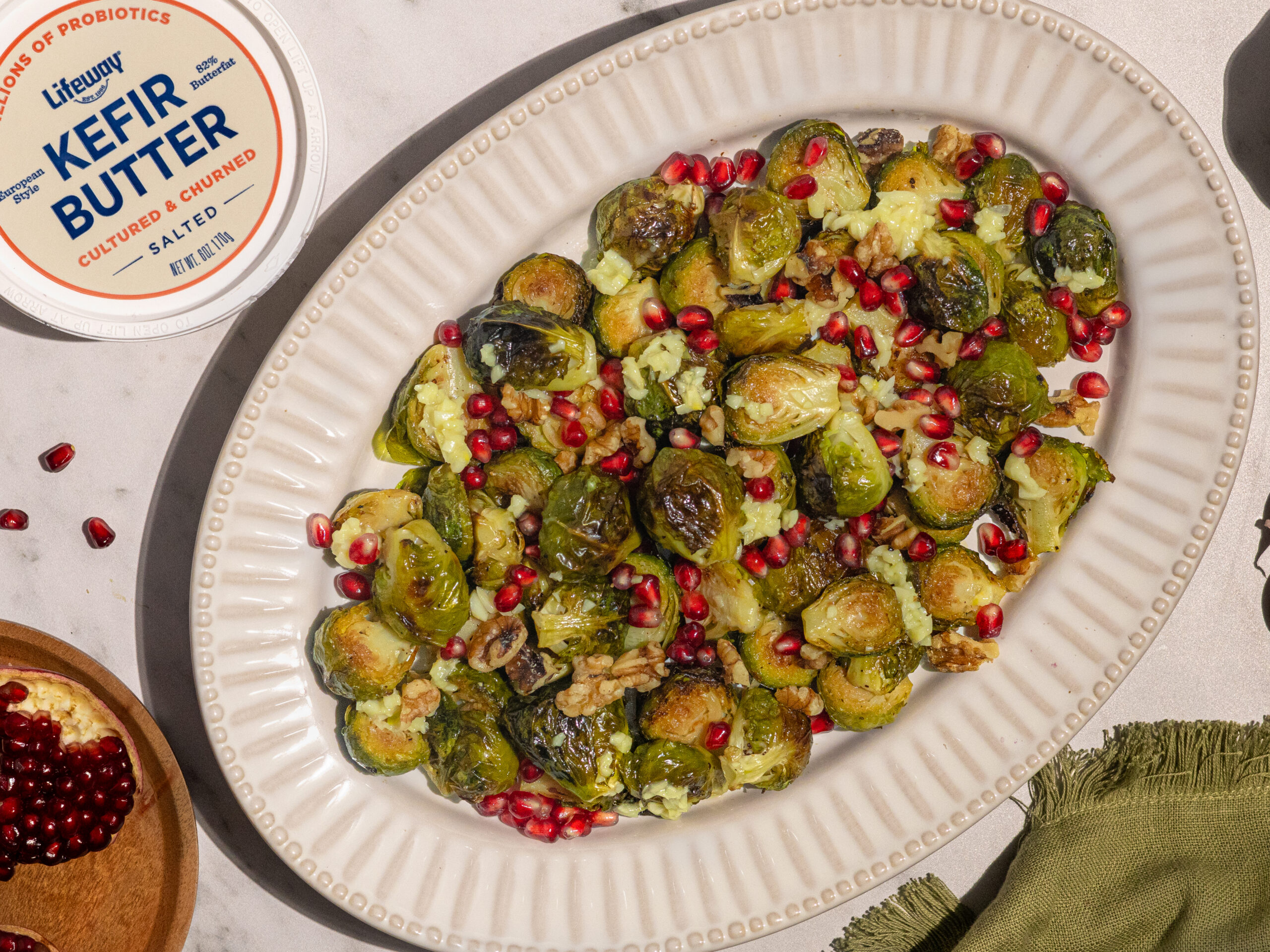 Garlic Butter Brussels Sprouts Made with Lifeway Kefir Butter