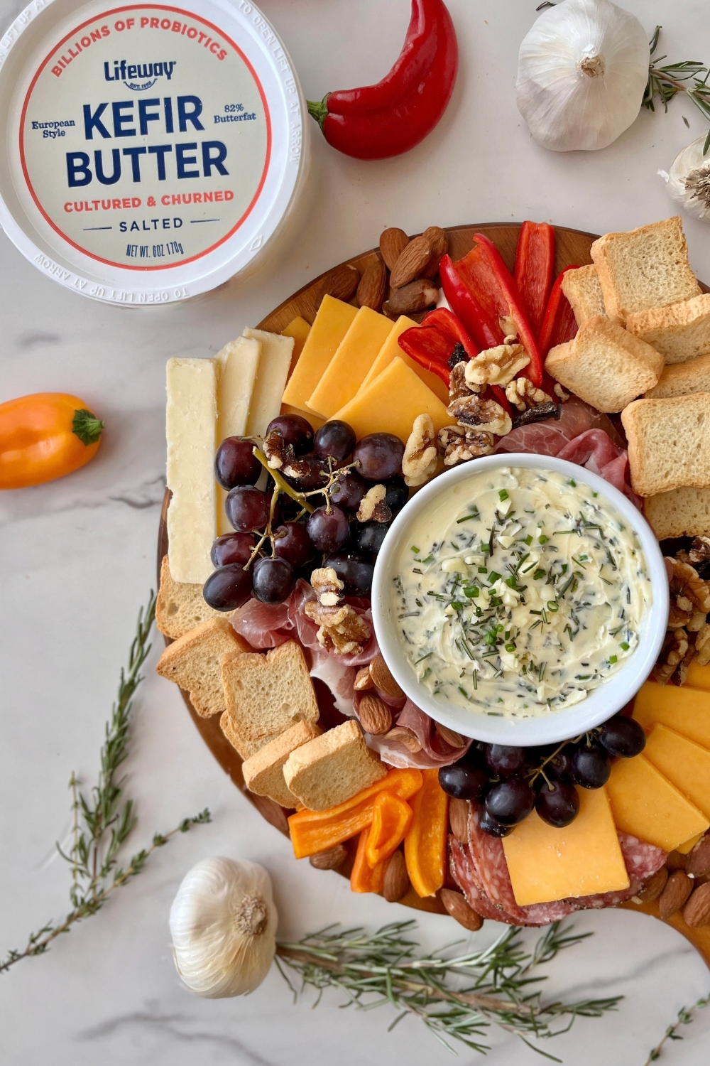 Garlic Herb Butter Board Made with Lifeway Kefir Butter