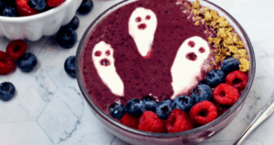 Ghost Smoothie Bowls made with Lifeway Kefir and Farmer Cheese
