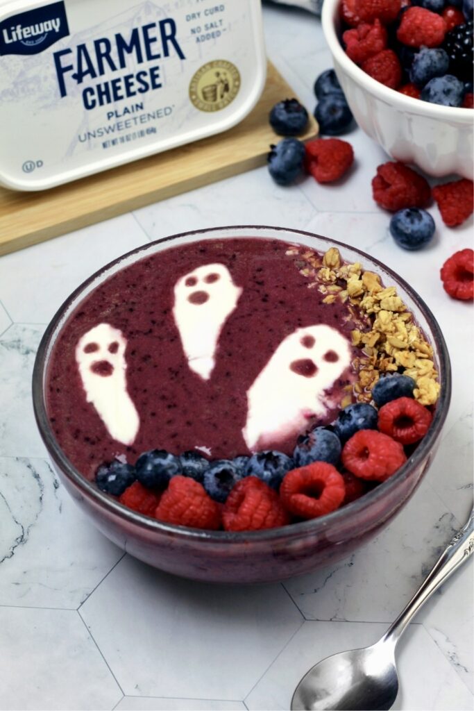 Ghost Smoothie Bowls made with Lifeway Kefir and Farmer Cheese