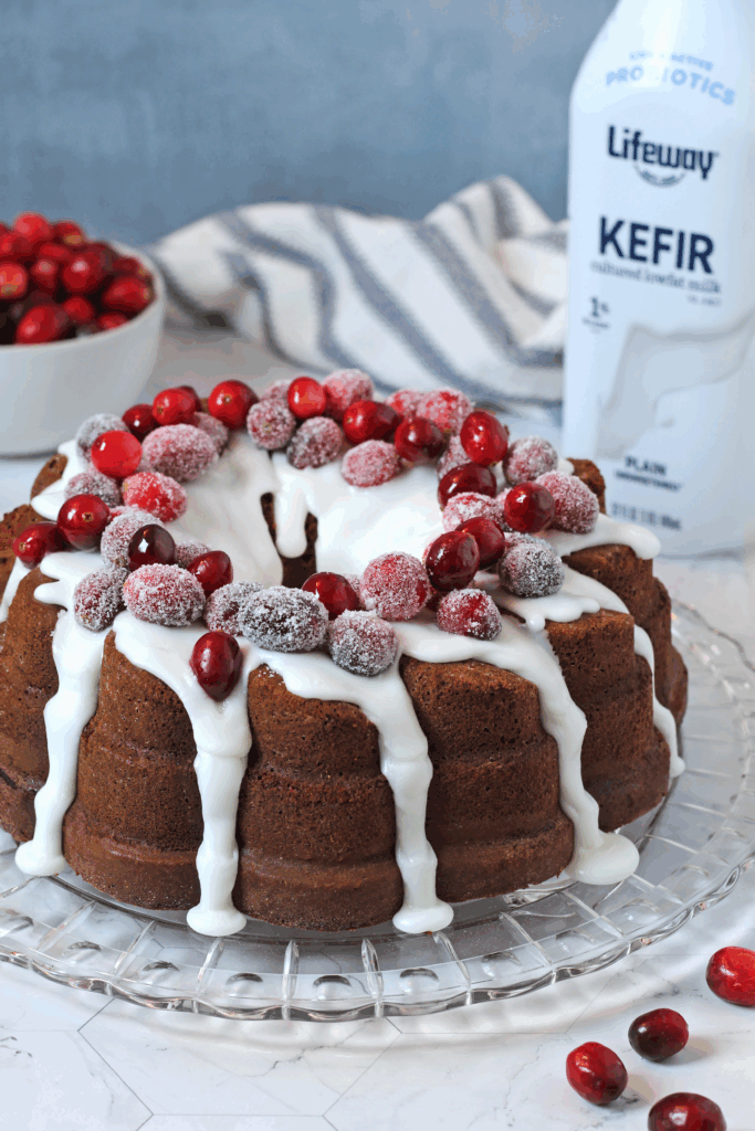 Gingerbread Bundt Cake with Sugared Cranberries - made with Lifeway