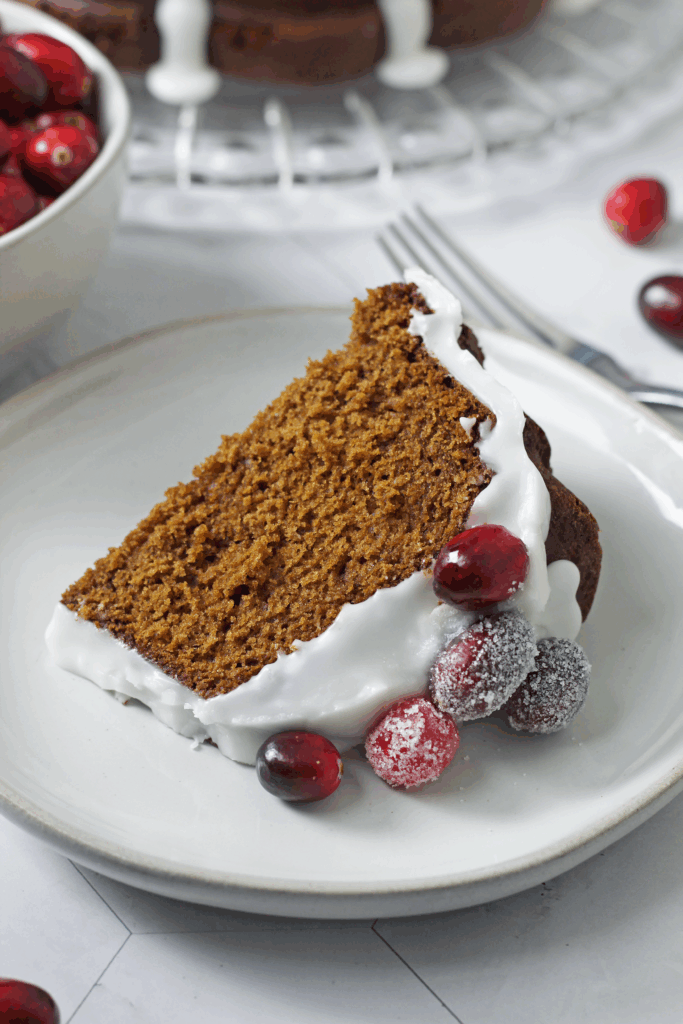 Gingerbread Bundt Cake with Sugared Cranberries - made with Lifeway