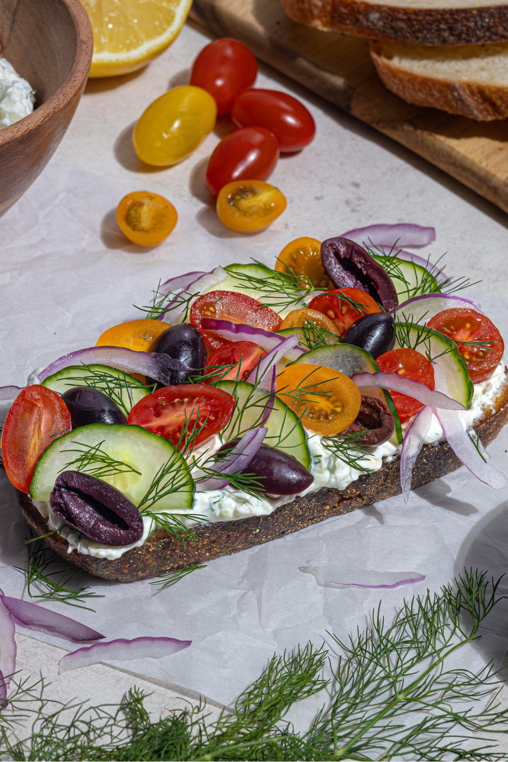 Greek Tzatziki Toast made with Lifeway Farmer Cheese