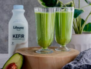 Green Protein Smoothie made with Plain Lifeway Kefir