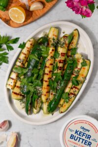 Grilled Zucchini with Lemon Garlic Butter Sauce