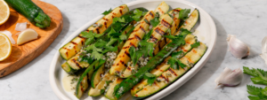 Grilled Zucchini with Lemon Garlic Butter Sauce