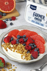 Gut Healthy Protein Breakfast Bowl made with Lifeway Farmer Cheese