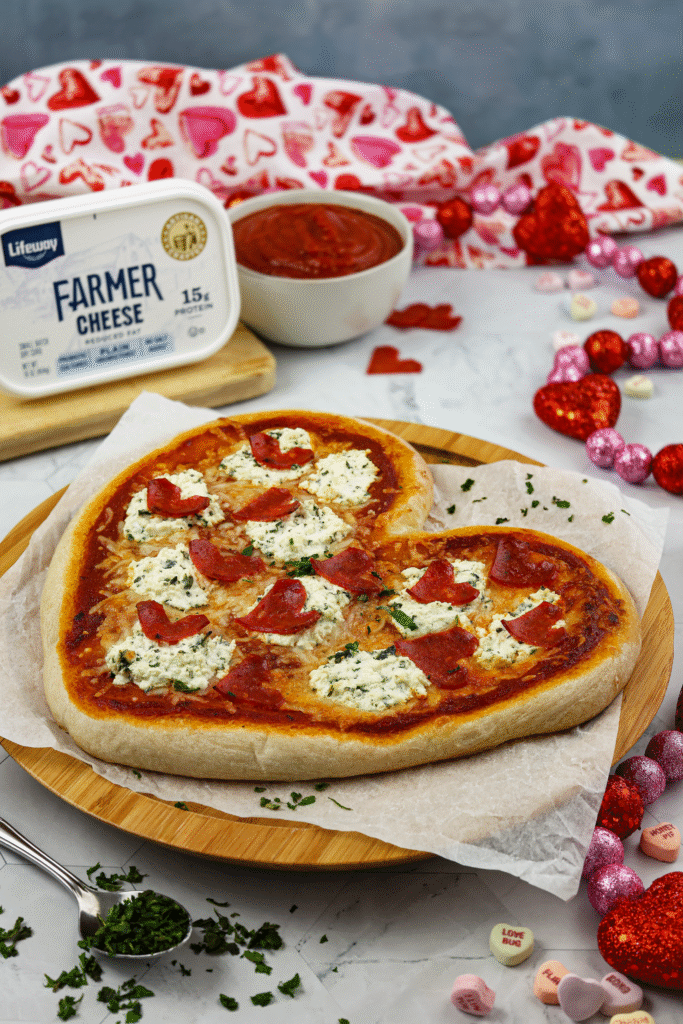 Heart Shaped Pizza with Lifeway Farmer Cheese